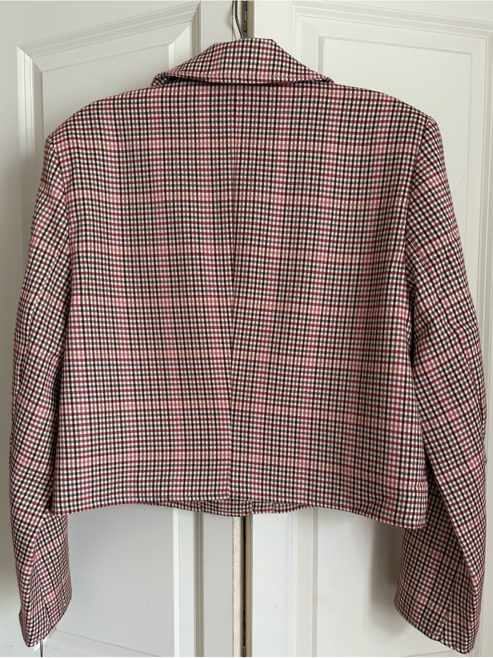 Avec Les Filles - Anthropologie Womens Plaid Lady Coat - Burgundy, Pink & Cream - Picture 6 of 9